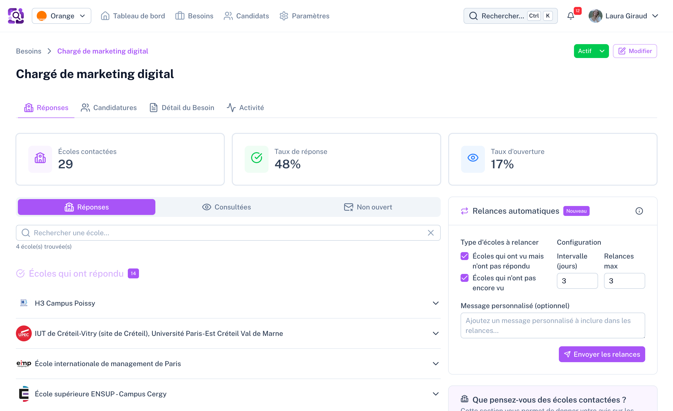 Interface TalentDetections - Diffusez vos besoins de recrutement en un clic