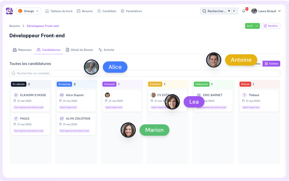 Collaboration avec l'équipe